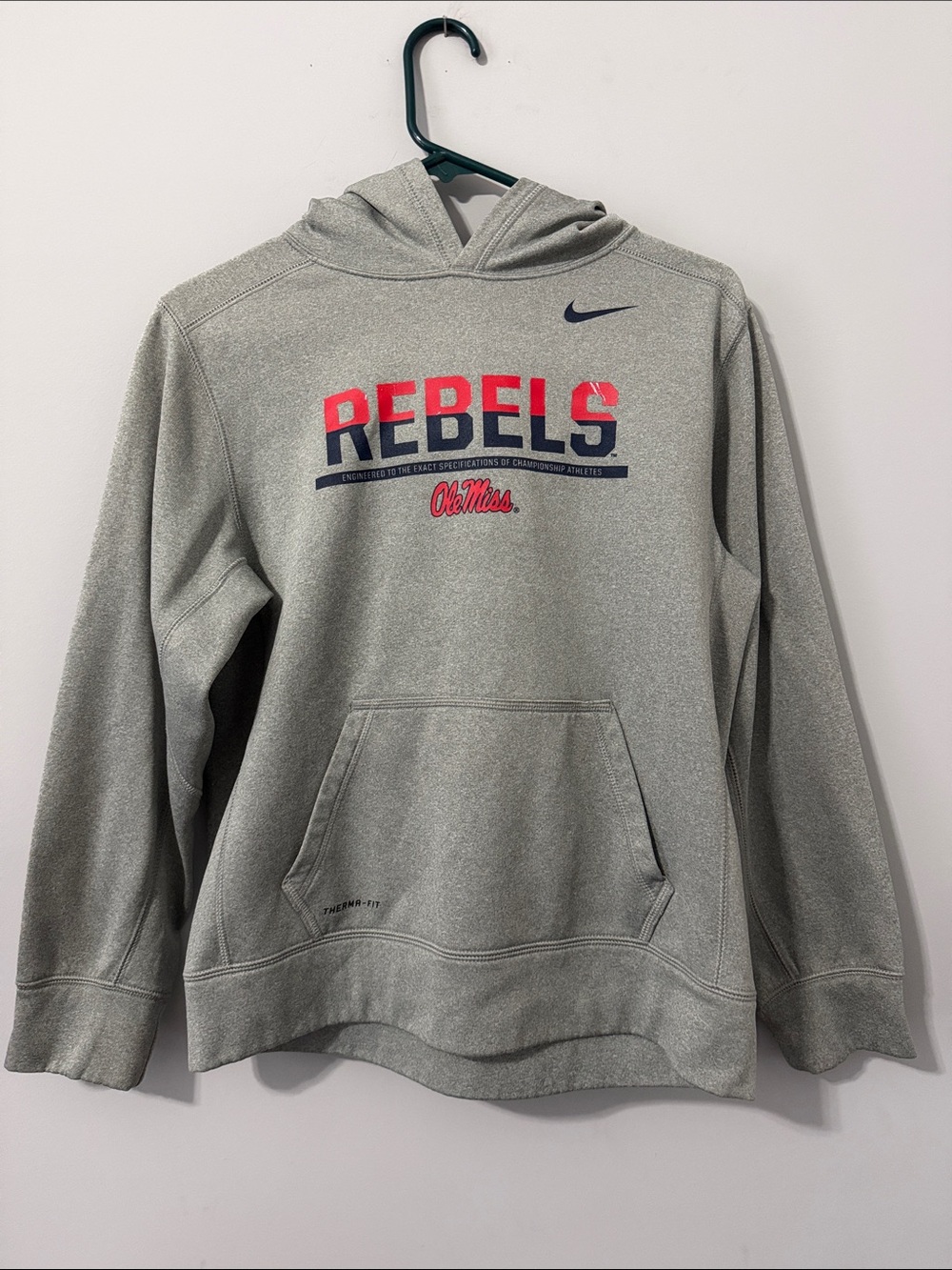 Nike Gray Ole Miss Rebels Hooded Sweatshirt-Size YXL